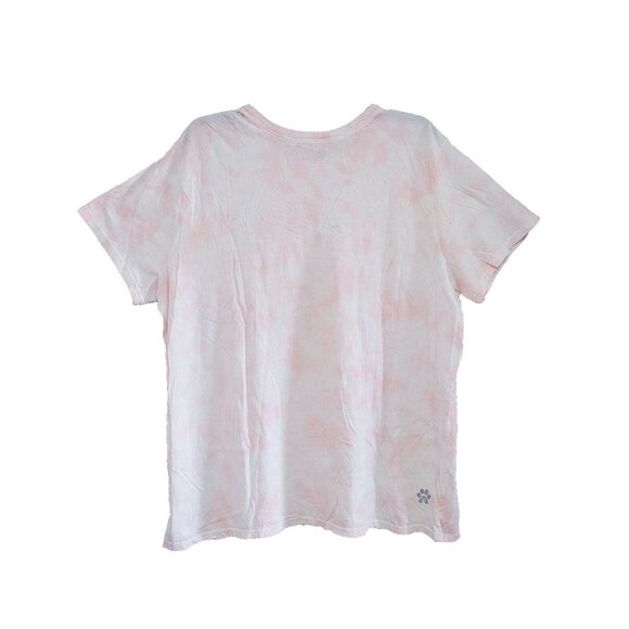 Bobs From Sketchers Womens T Shirt Size 2X Pink Tie Dye Meow Tee - Picture 4 of 4